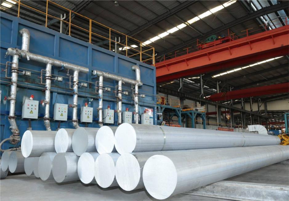 Aluminum billets in the extrusion workshop
