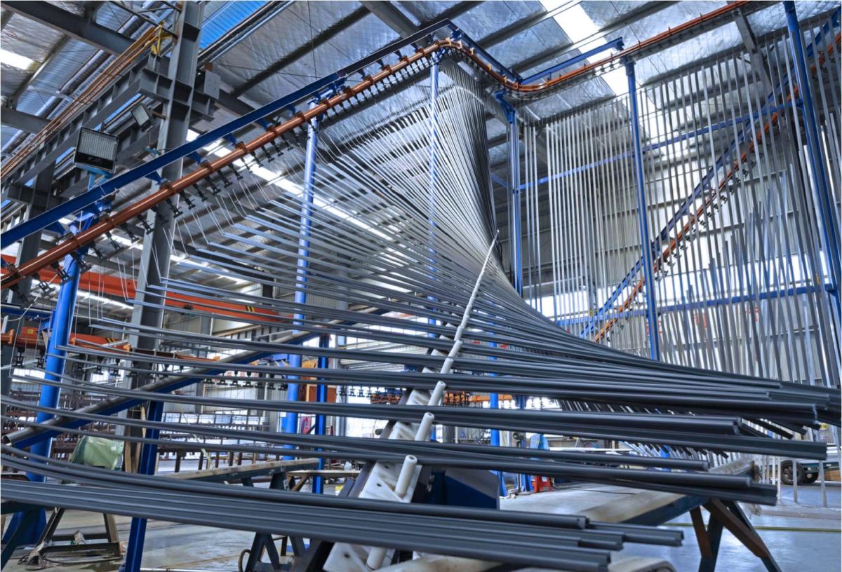 Vertical aluminum profile powder coating line