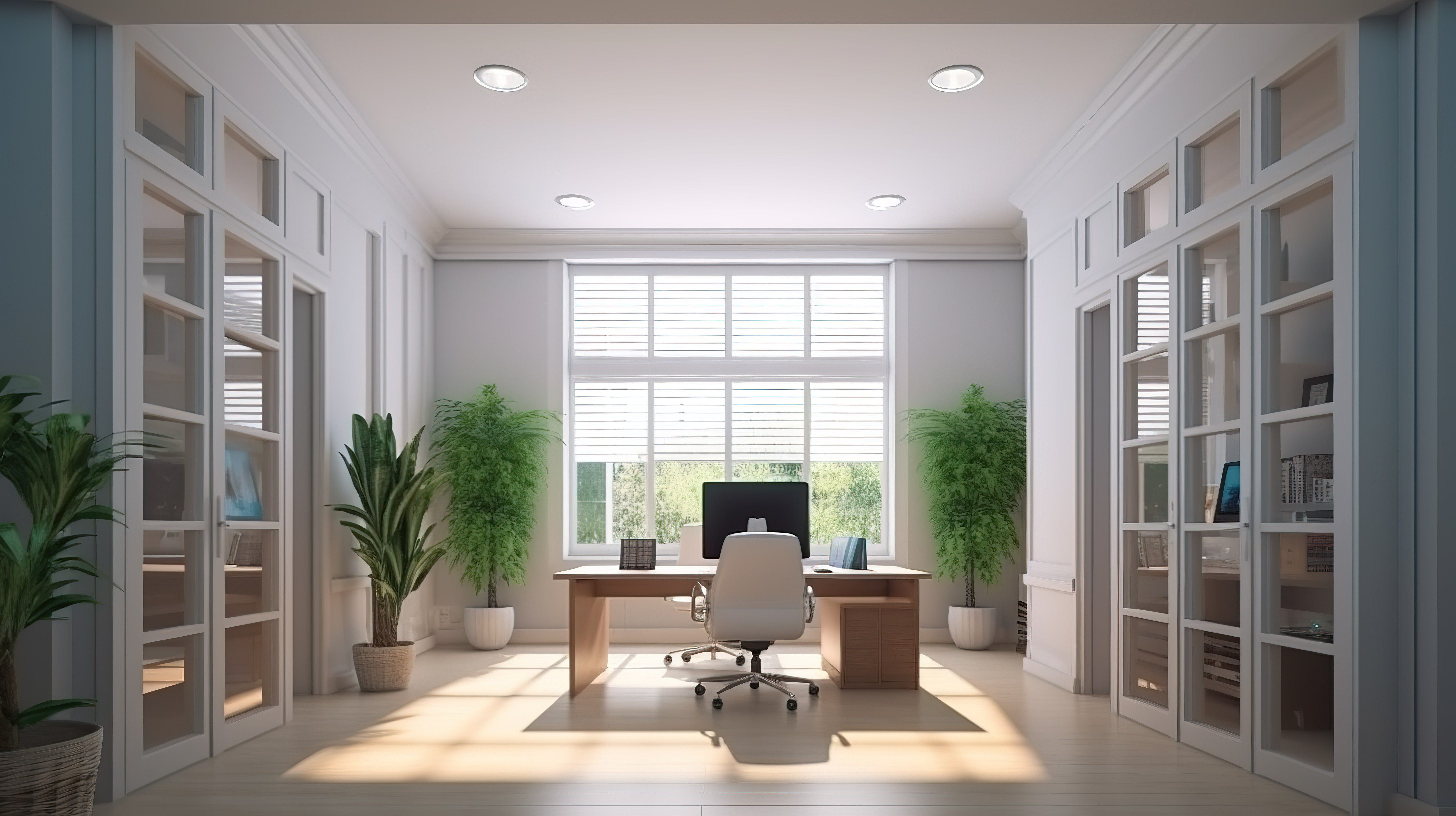 千库网_办公室工作区的 3D 渲染，前视图中有门窗_背景编号6944710.jpg